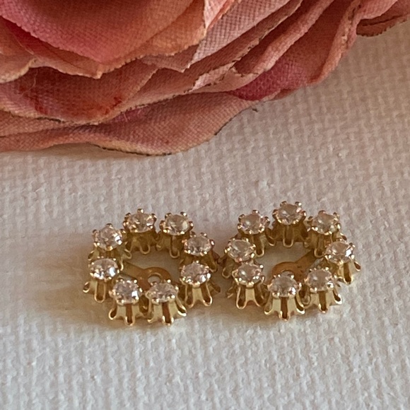 Jewelry - 14k YELLOW 🌟 GOLD Diamonique CZ ROUND HALO EARRING JACKETS